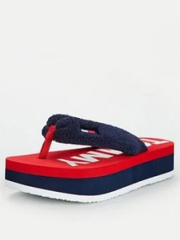 Image of Tommy Jeans Color Block Mid Beach Fluffy Sandal - Navy