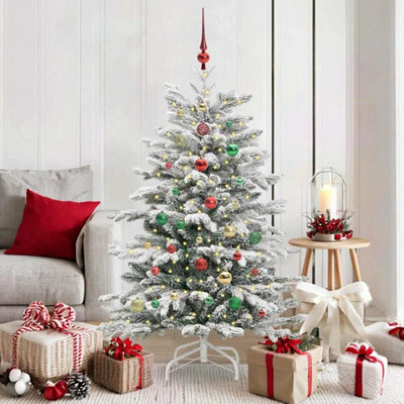 Image of vidaXL Artificial Hinged Christmas Tree White 150cm PE and PVC, White 3395639