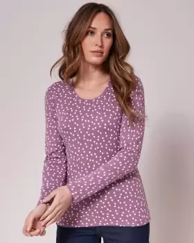 Image of Cotton Traders Womens Wrinkle Free Long Sleeve Spot Jersey Top in Purple