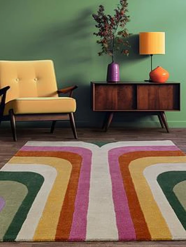 Image of Recycled 70's Style Patterned Rug