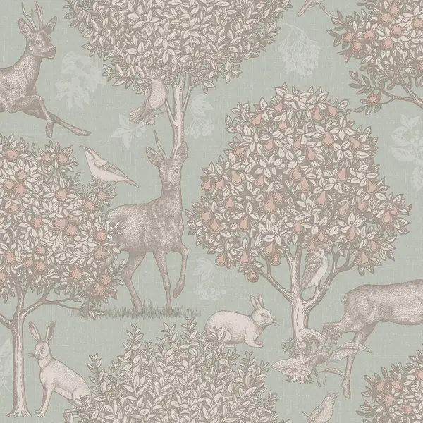 Image of Arthouse Woodland Scene Wallpaper Olive