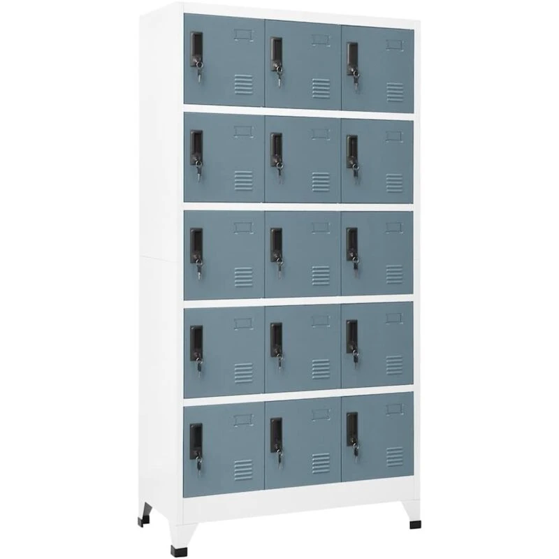 Image of VIDAXL Locker Cabinet Light Grey and Dark Grey 90x40x180cm Steel Vidaxl 8720286701331
