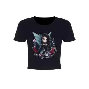 Image of Hexxie Womens/Ladies Keep Out Of Direct Sunlight Darla Crop Top (S) (Black)