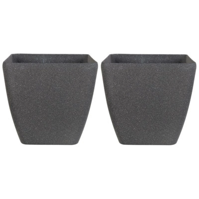 Image of Beliani Set Of 2 Plant Pots Zeli 49cm Dark Grey
