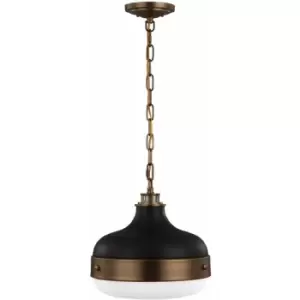 Image of 2 Bulb Ceiling Pendant Light Fitting Dark Antique Brass Matte Black LED E27 75W