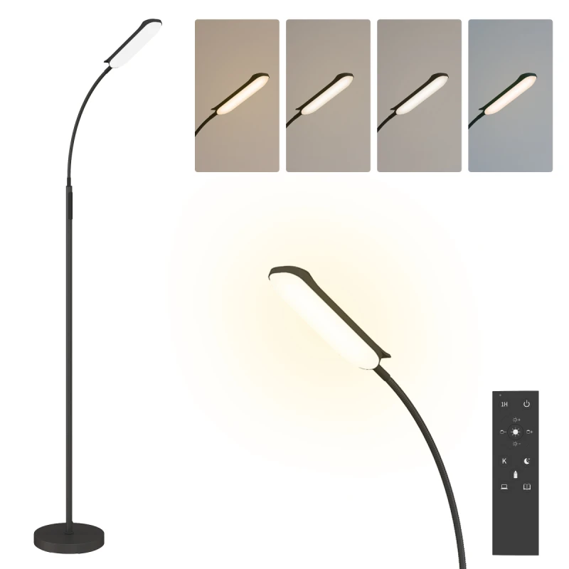 Image of HOMCOM HOMCOM LED Floor Lamp for Living Room with Magnetic Remote Control, Black One Size Unisex 5063603773608