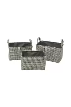 Image of Silva Rectangular Fabric Storage Baskets with Handles Set of 3 Grey