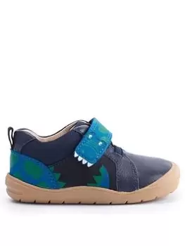 Image of Start-rite X Jojo Maman B&eacute;b&eacute; Companion Dinosaur Navy Leather Riptape Boys First Trainers - Navy Blue, Navy, Size 4 Younger