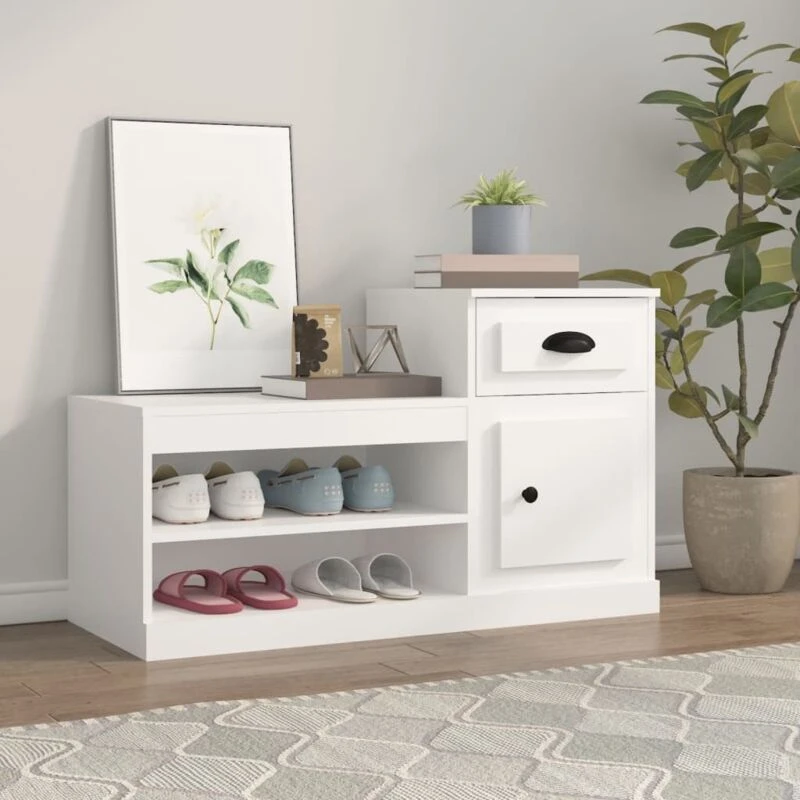 Image of Vidaxl Shoe Cabinet White 100X42X60 Cm Engineered Wood