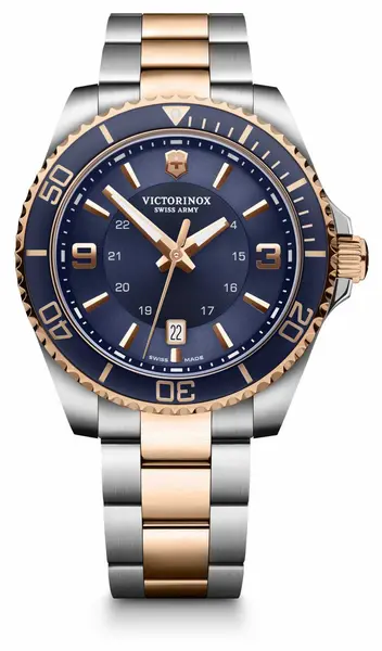 Image of Victorinox 241950 Maverick Two-Tone Blue and Rose-Gold Watch