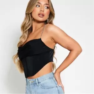 Image of I Saw It First Satin Chain Detail Corset - Black