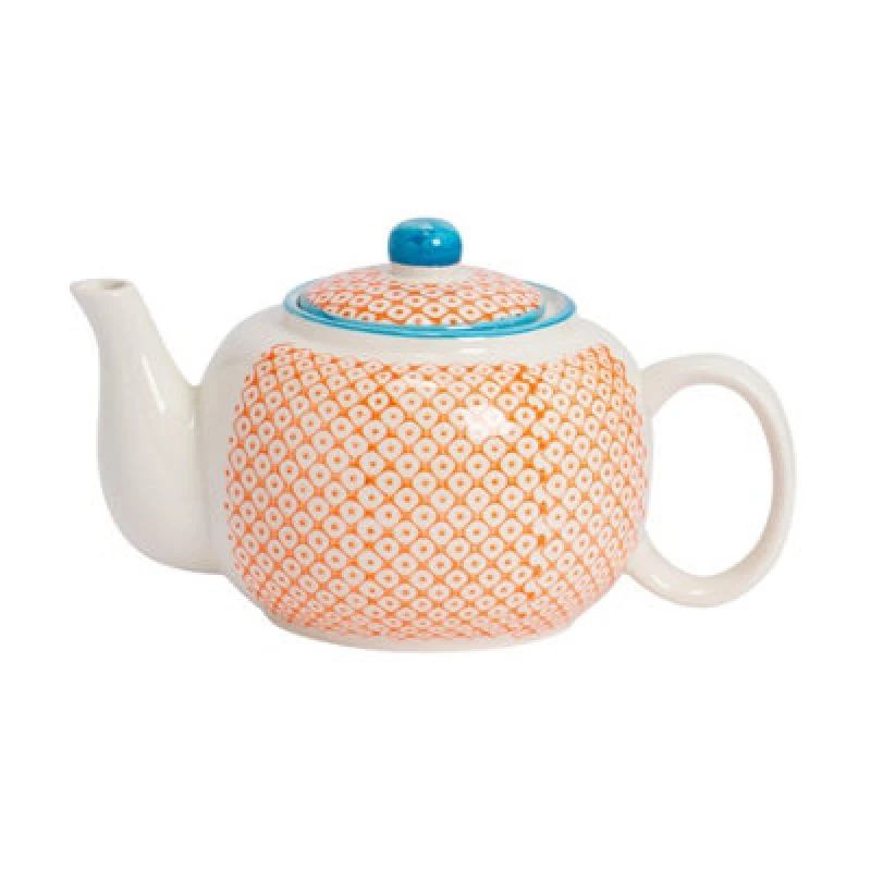 Image of Nicola Spring Hand-Printed Teapot - 820Ml - Orange