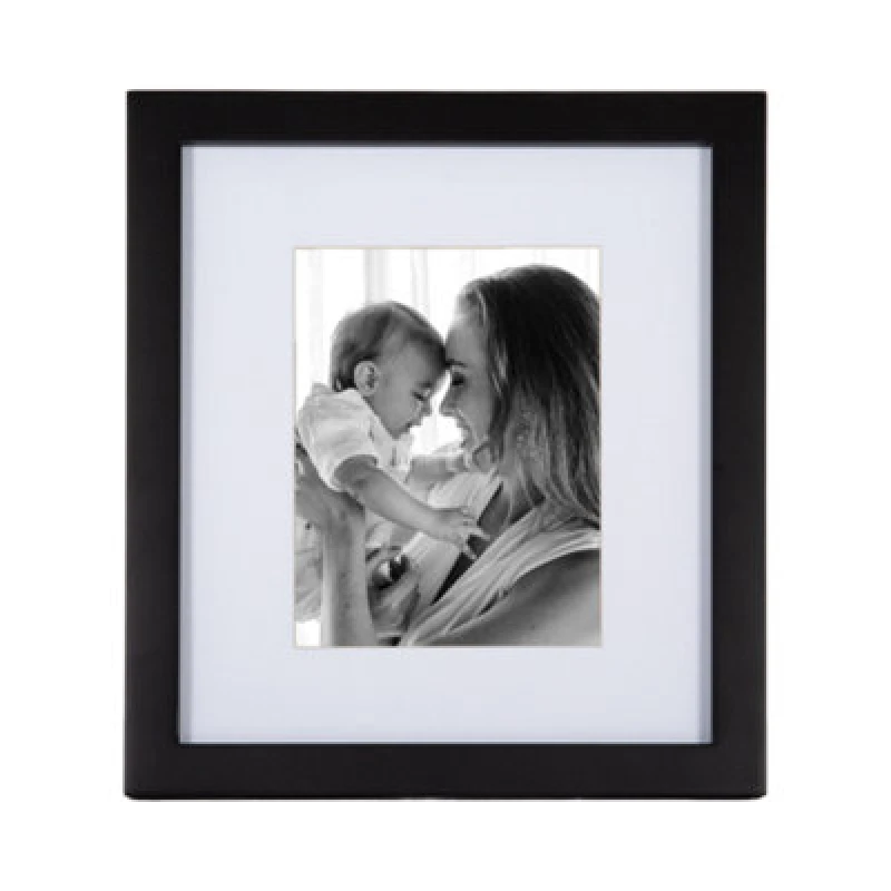 Image of Happy Homewares Classic Designer Mat Black Mdf 5X7 Picture Frame For Free Standing Or Wall Hung