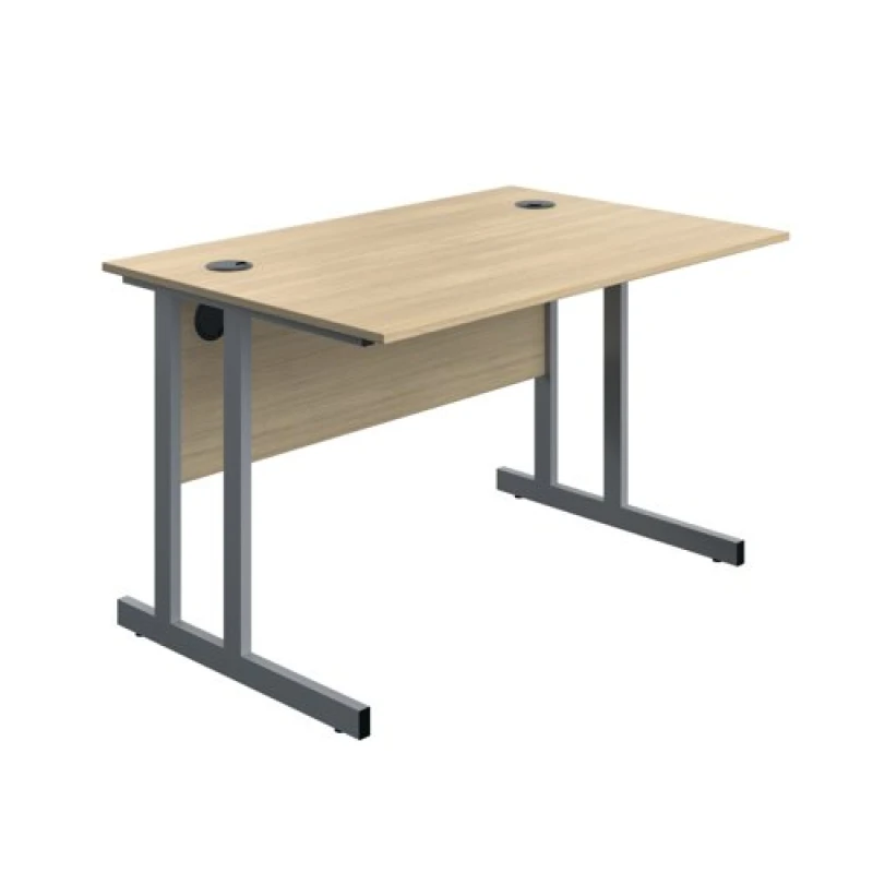 Image of Serrion Twin Upright Desk 1200x800x730mm Oak/Silver KF800252