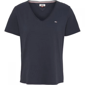 Image of Tommy Jeans Tjw Slim Jersey V Neck - Twilight Navy