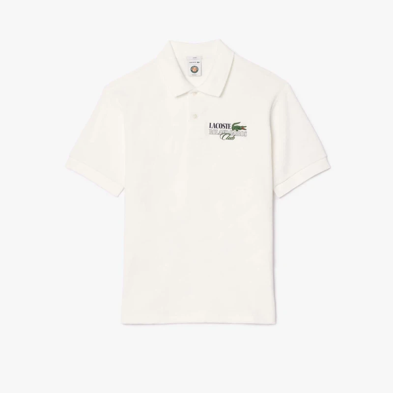 Image of Lacoste Relaxed-Fit Roland-Garros Edition Terry Polo Shirt Cream male 2XS