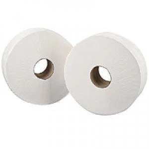 Image of 2Work White 76mm Core 2-Ply Jumbo Roll 92mmx410m Pack of 6 2W70203