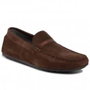 Image of Hugo Boss Dandy Suede Moccasin Loafers Dark Brown Size 8 Men