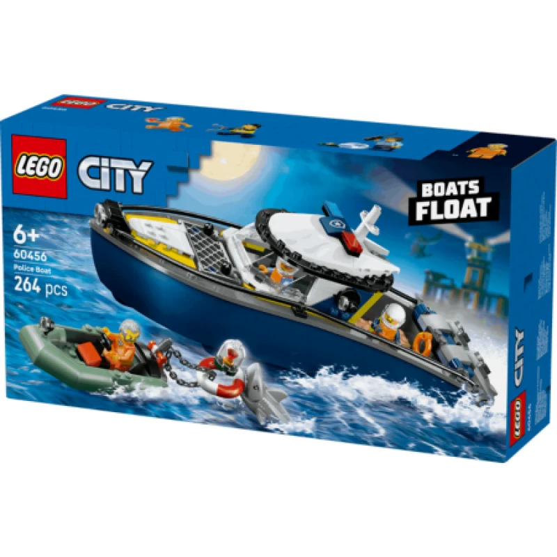 Image of LEGO City Police Boat Chase Toy with a Speedboat 60456