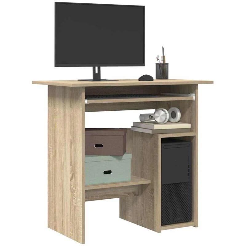 Image of vidaXL Desk Sonoma Oak Engineered Wood Bedroom Living Room Office Workstation