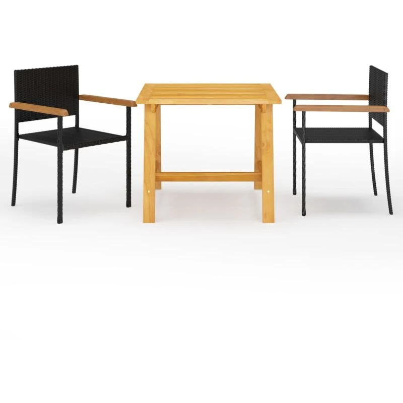 Image of VIDAXL 3 Piece Garden Dining Set Black Vidaxl 8720286335796