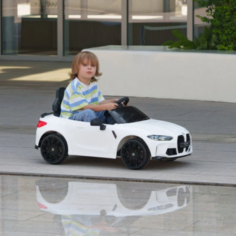 Image of AIYAPLAY 12V Yellow BMW M4 Licensed Kids Electric Car w/ Remote - Suspension - White TJ Hughes 5056725557010