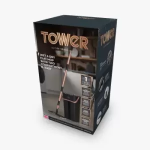 Image of Tower Wet Dry Flat Mop And Bucket - Black And Blush Gold