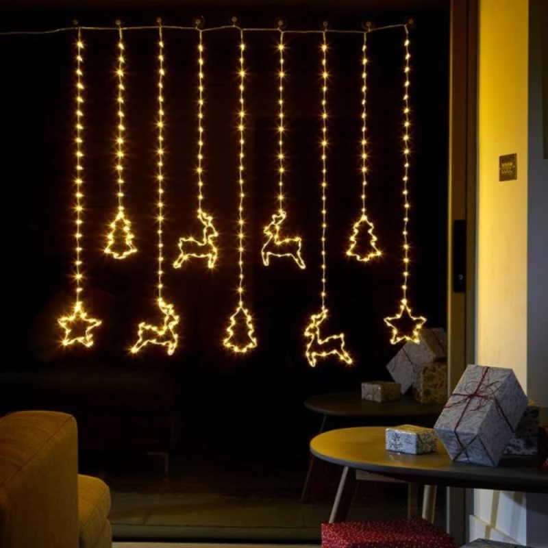 Image of 1.2m Light up Festive Curtain Christmas Lights with Warm White LEDs
