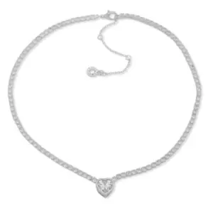 Image of Anne Klein Ladies Anne Klein Silver Crystal Heart Necklace - Silver