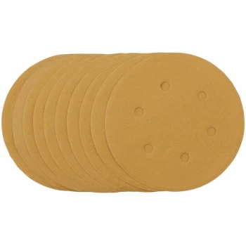 Image of Gold Sanding Discs with Hook & Loop, 150mm, 240 Grit (Pack of 10) [64257] - Draper