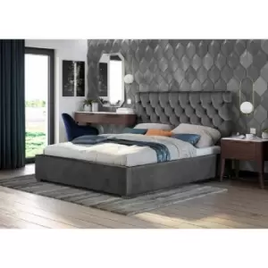 Image of Rosiana Upholstered Beds - Plush Velvet, King Size Frame, Grey - Grey