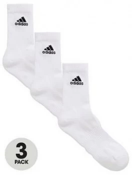 Image of adidas Cushion Crew Socks (3Pack) - White, Size 6.5-8, Men