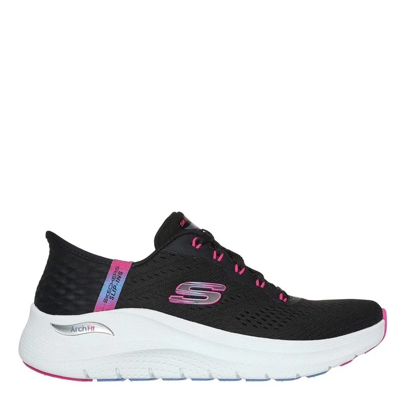 Image of Skechers Womens Arch Fit 2.0 Easy Chic Slip On Trainers Black/Hot Pink female 2 (35)