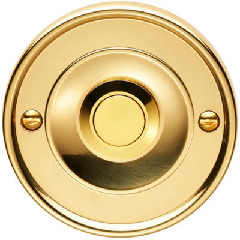 Image of Loops Decorative Door Bell Cover Polished Brass 65 x 7mm Round Sleek Button Plate Metallics unisex
