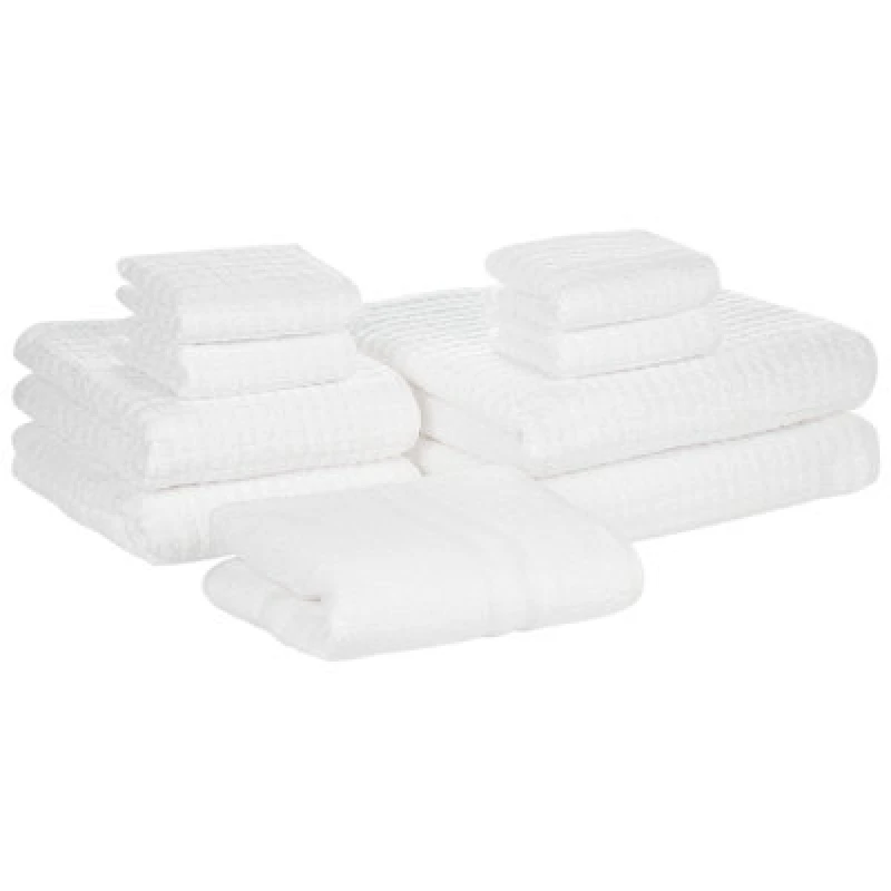 Image of Beliani Set Of 9 Towels Atai Cotton White