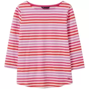 Image of Crew Clothing Womens Essential Breton White/Pink/Orange 16