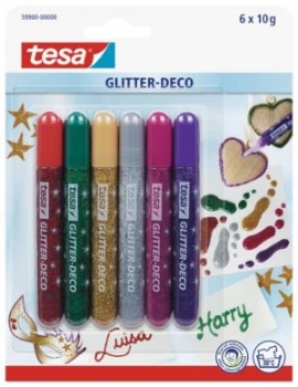 Image of tesa Glitter Pens 6 assorted vibrant colours 59900 PK12