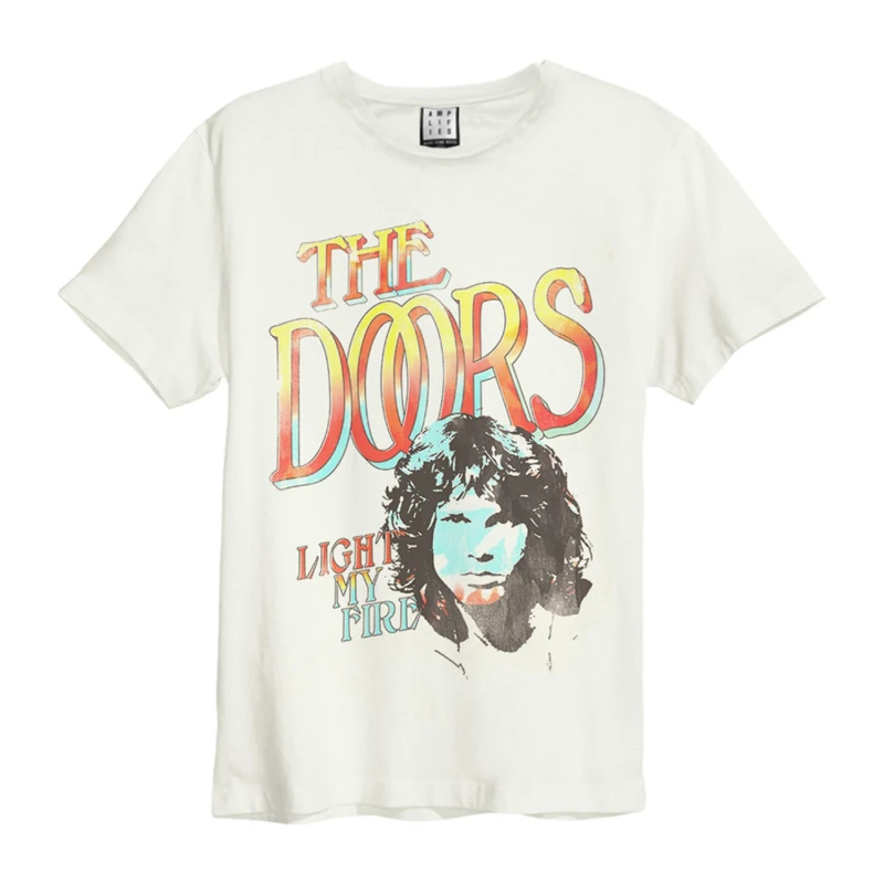 Image of Amplified Amplified Men Light My Fire The Doors Vintage T-Shirt in White Size: 3X-Large White XXXL Male 5063806466543