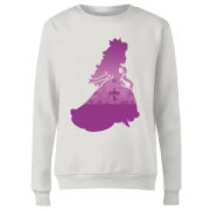 Image of Nintendo Super Mario Peach Silhouette Womens Sweatshirt - White - L
