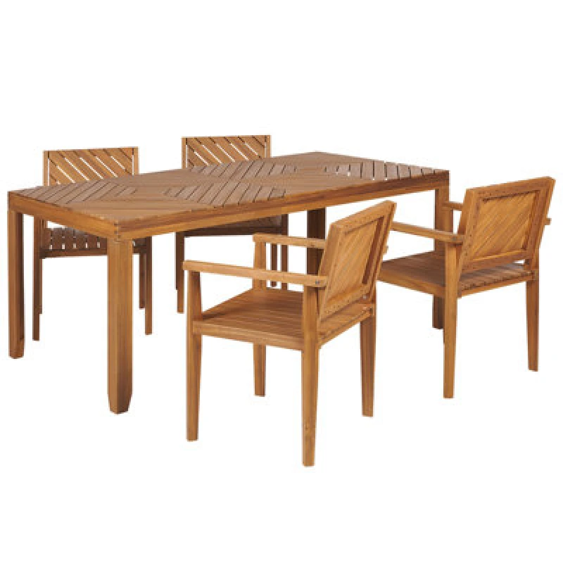 Image of Beliani Garden Dining Set 4 Seater Baratti Acacia Wood Brown