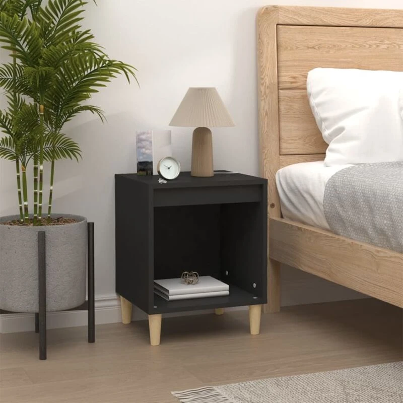 Image of vidaXL Bedside Cabinet Black 40x35x50cm Engineered Wood, Black 821860