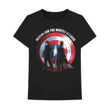 Image of Marvel Comics - Falcon & Winter Soldier Shield Logo Unisex Medium T-Shirt - Black