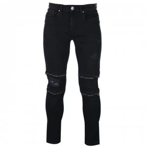 Image of Firetrap Fashion Jeans Mens - Black Zips