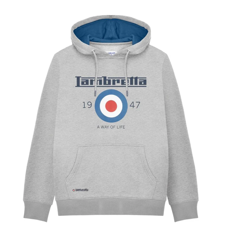 Image of Lambretta Lambretta Men AW24 Target Hoodie in Grey Size: Small Grey S Male 5063750119991