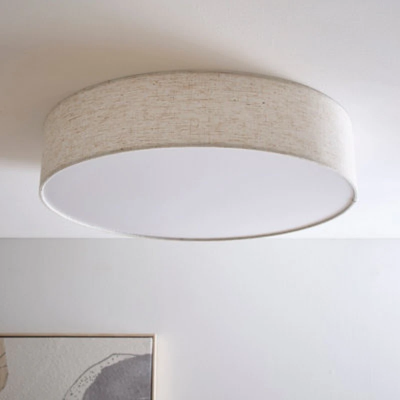 Image of K Living Capri 45Cm 3 Light Linen Drum Shade With Diffuser