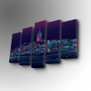 Image of 5PUC-101 Multicolor Decorative Canvas Painting (5 Pieces)