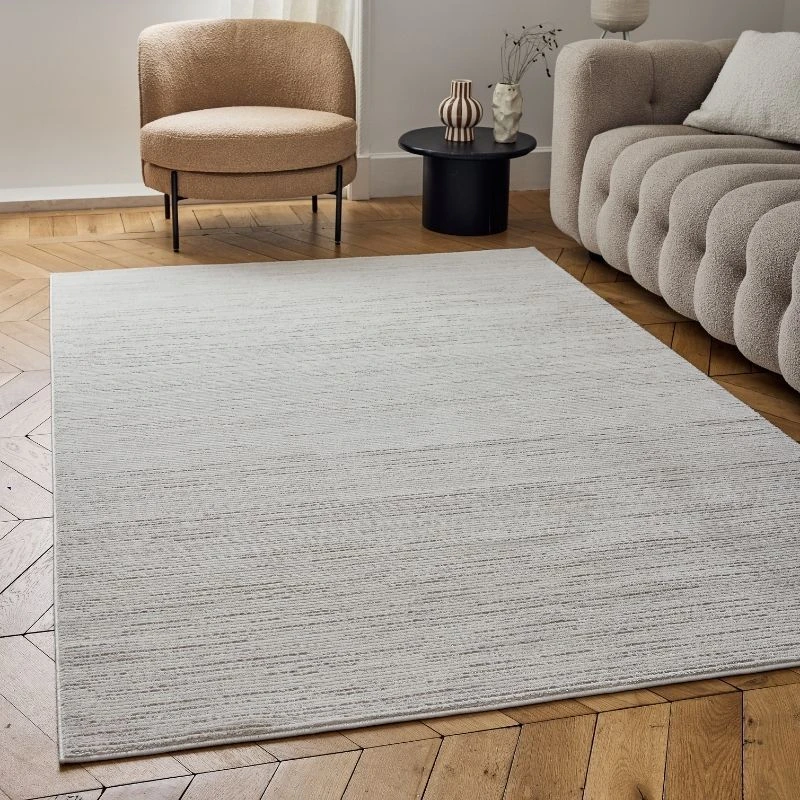Image of THE RUGS Carmel Modern Area Rugs & Runners Striped Design Soft Pile in Beige Size: 80cm x 150cm Beige Unisex 80cm x 150 cm