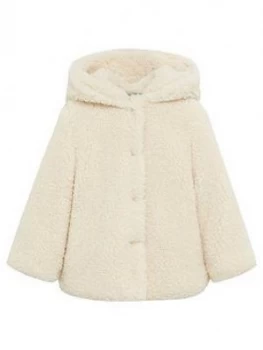 Image of Mango Girls Faux Fur Hooded Coat - Cream