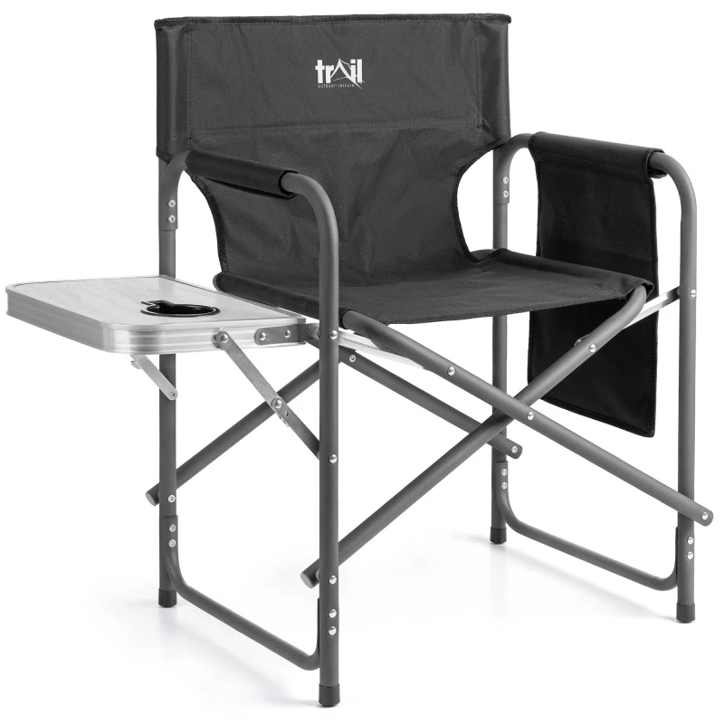 Image of Trail Outdoor Leisure Folding Directors Chair With Side Table in Black Unisex