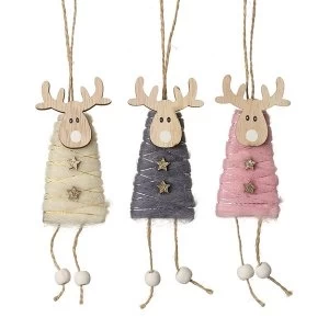 Image of Wooden Hanging Reindeer (Set of 3)